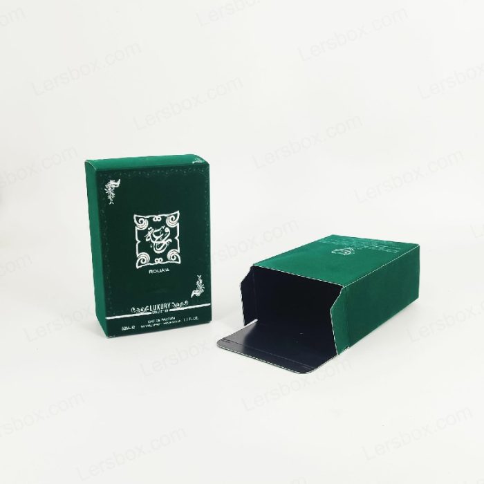 Flocking Card Box Perfume Box Cosmetics Printing Silver Hot Stamping Luxury Packaging Beautiful Box