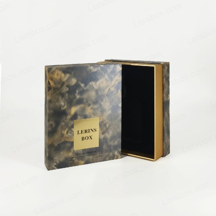 Lersbox Factory Paper Packaging Drip Special Paper Black Hot Stamping Rigid Boxes for Perfume Oil Gift luxury Certified Customizable