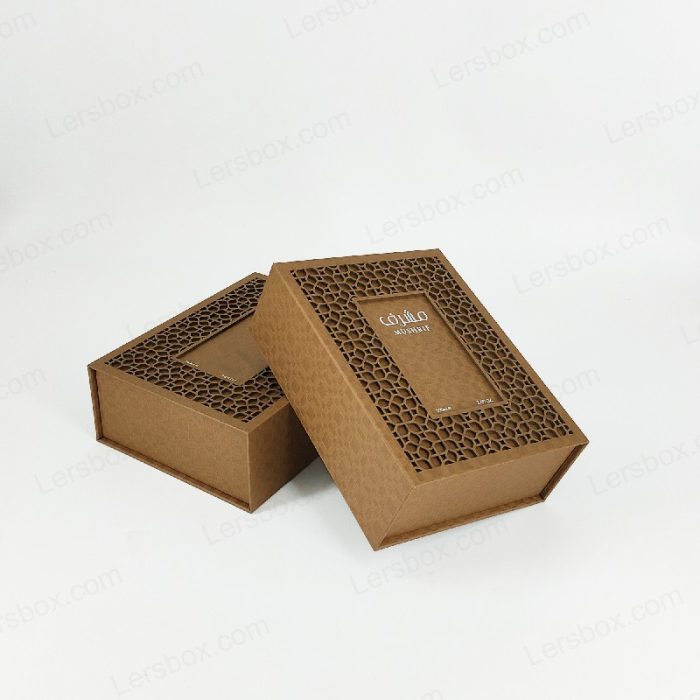 Lersbox Special Paper Packing Hot Stamping Embossing Laser Cutting Book shape box for Perfume High quality