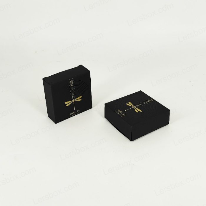 Paper Packaging Black Paper Gold Hot Stamping UV Coating Tuck End Boxes for Skincare Cosmetic Gift luxury Certified Lersbox Factory Customizable