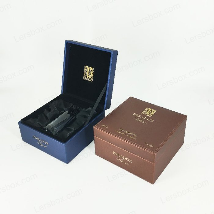 Paper Packaging Embossed Special Paper Gold Hot Stamping PU Boxes for Perfume Cosmetic Gift luxury
