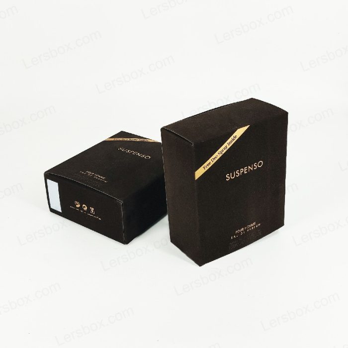 Paper tuck end box Chinese manufacturer Perfume packaging Gold Hot stamping Embossing flocking
