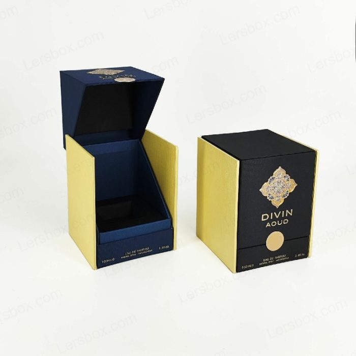 Special Shape Perfume Gift Skincare Flip-top Box Cloth Metal Lid Gold Hot Stamping Certified Lersbox Factory Customizable