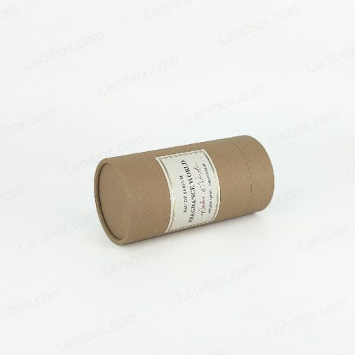 Cylinder box Chinese manufacturer Perfume Kraft Paper packaging Hot stamping Glossy Varnishing Sticker