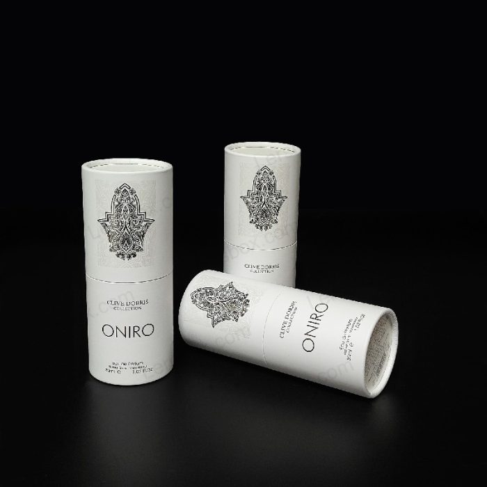 Cylinder box Chinese manufacturer Perfume paper packaging Gold Hot stamping Glossy Varnishing UV Embossing