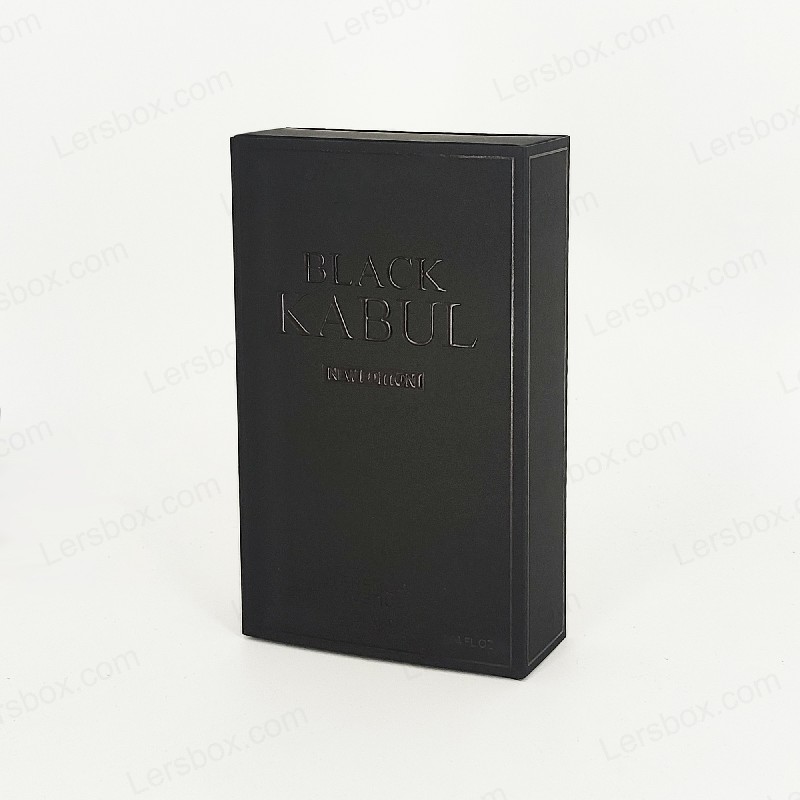 Folding Card box Chinese manufacturer Perfume Paper packaging Black Gold Hot stamping Embossing UV