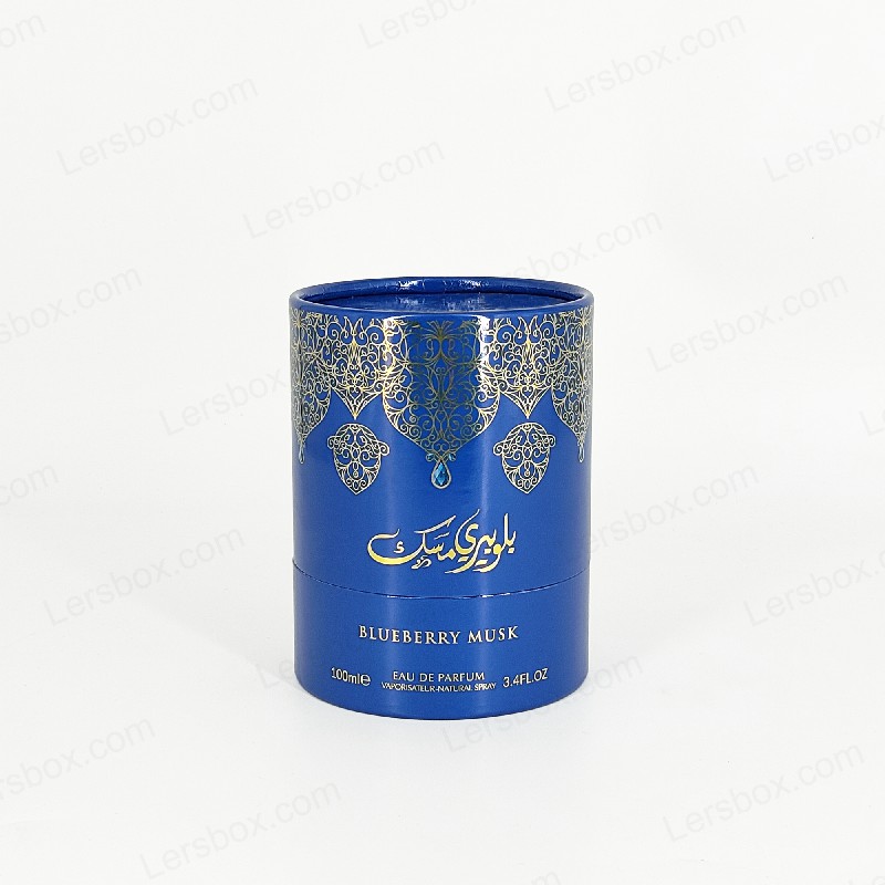 Cylinder box Chinese manufacturer Perfume Paper packaging Gold Hot stamping Glossy Varnishing UV High quality