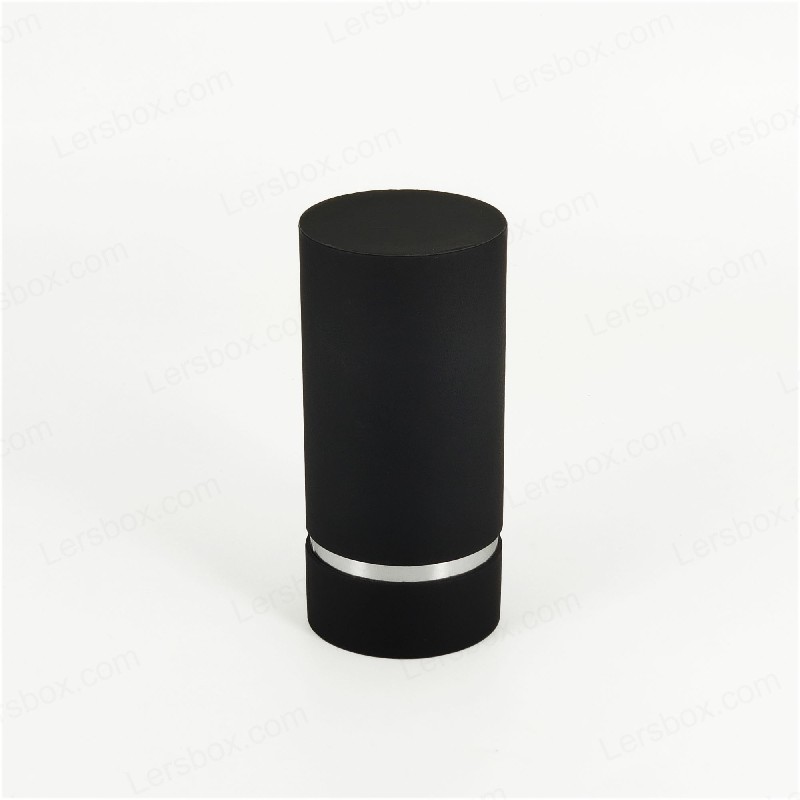 Lersbox Paper Packaging Black Paper Matt Lamination Metallic Paper Cylinder Box for Perfume Cosmetic Gift Factory Customizable
