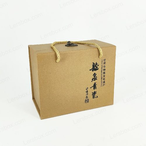 Rigid box Chinese manufacturer Perfume Kraft Paper packaging Hot stamping Embossing Rope Mental Lock